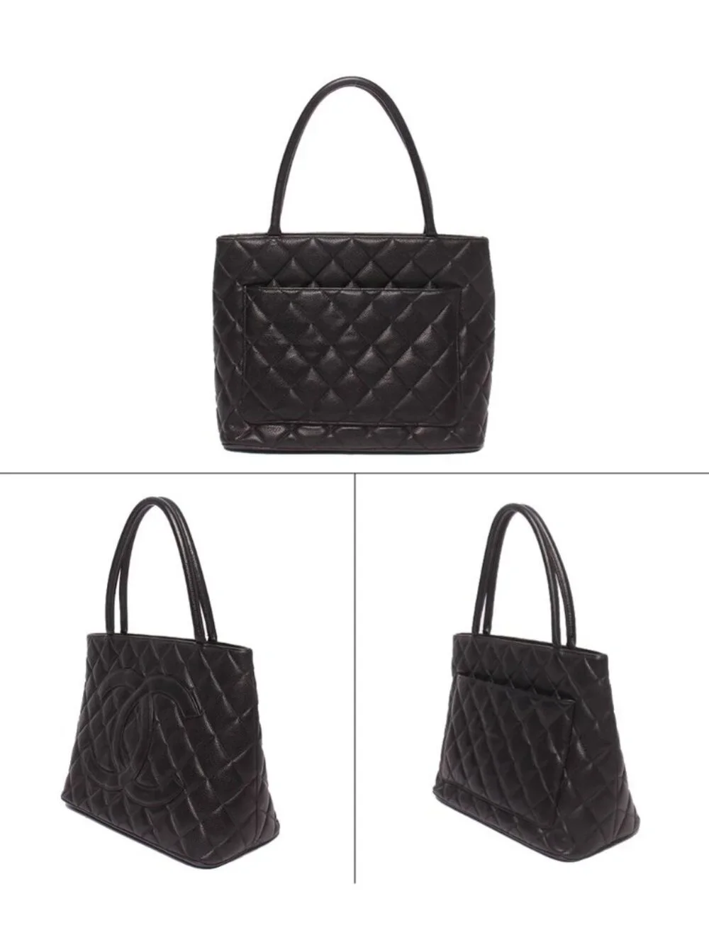 Chanel Tote Shoulder Bag Gold Caviar Leather